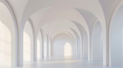 Obraz premium Abstract Background of Infinite Corridor with Light White Color