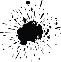 Grunge ink splatter. Splash of paint, spray drop staining and frame with wet paint drop traces vector. Illustration splash and drip design, silhouette blob spray
