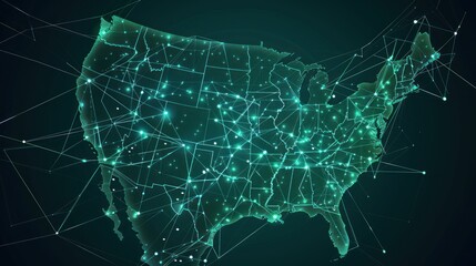 Obraz premium United States Connected: A Digital Map