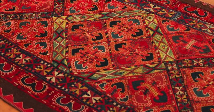 Samarkand carpet is handmade, made according to ancient classical technologies. It is covered with national patterns and ornaments.