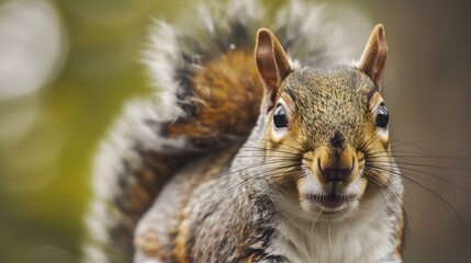Close up of a cute and curious grey squirrel. 