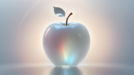  glowing white silhouette of apple ethereal