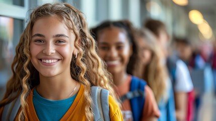 Fototapeta premium Latest school trends, excited students