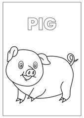 pig sketch for coloring book vector