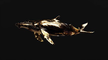 Fototapeta premium Golden Whale in Dark Waters