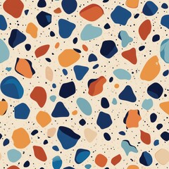 Seamless pattern of artisanal terrazzo tiles crafted from rare marble and semi-precious stones, adding a touch, Generative AI