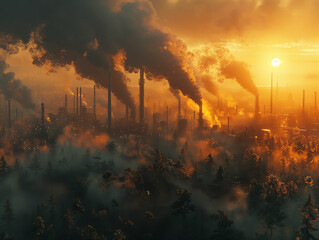 Obraz premium Toxic Emissions: Chemical Industry's Impact on the Environment