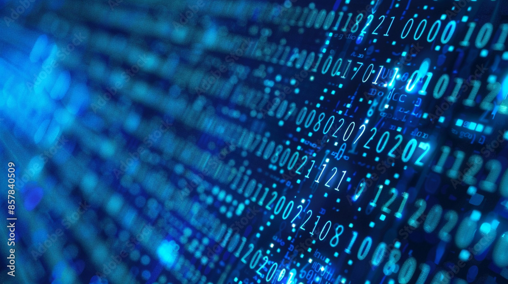 Fototapete blue digital binary data on computer screen background. wallpapers and other modern projects. genera