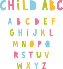 Child colorful font. The English alphabet is hand drawn. Capital letters for decorations.