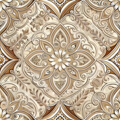 Seamless pattern of embossed tin ceiling tiles with intricate Victorian-inspired designs, adding vintage charm, Generative AI