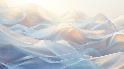 Fototapeta premium 2. Create an ethereal scene with intersecting translucent wave patterns, softly blending into a seamless white backdrop.
