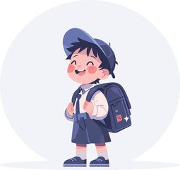 a cute boy goes to school with the school bag vector illustration