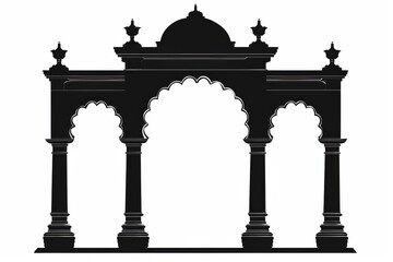 Naklejka premium Graceful silhouette of an archway standing against the sunset sky