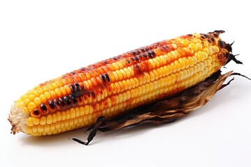 Grilled sweet corn on white background