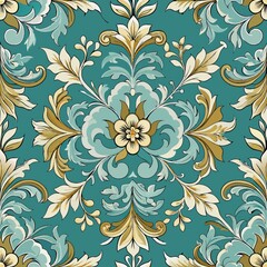 Seamless pattern of porcelain tiles with a polished finish and delicate floral designs, inspired by the elegance, Generative AI