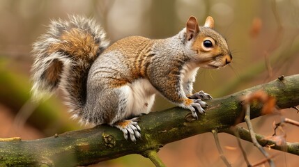 Close up of a cute and curious grey squirrel. 