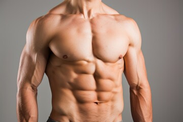 Obraz premium Attractive man torso with perfect abdominal muscles. ai generative
