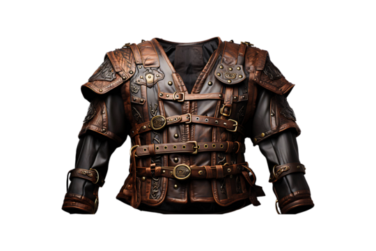 Leather Waist Coat isolated on transparent background.