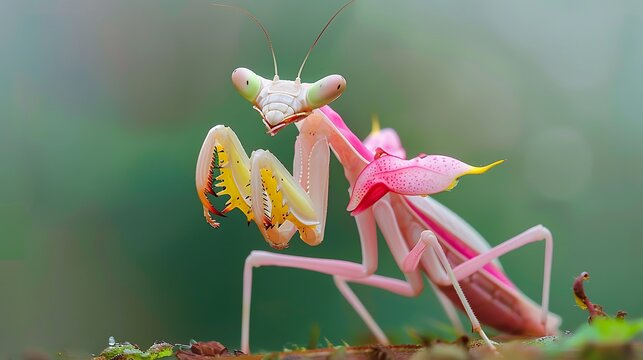 Pink orchid mantis hymenopus coronatus walking flower mantis or flower mantises