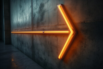 Neon arrow pointer on the wall
