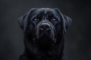 Obraz premium Majestic Rottweiler Dog Gazing with Powerful Presence in Charcoal Sketch Style