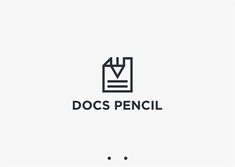 Obraz premium document with pencil logo design vector silhouette illustration