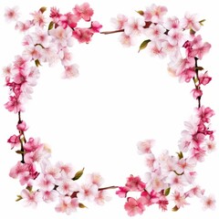 Fototapeta premium Beautiful frame of Sakura Cherry Blossoms, Spring flower of Japan white background.