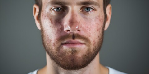Man with facial rash likely due to lupus a medical condition. Concept Medical Conditions, Lupus Awareness, Skin Rashes, Health Concerns, Facial Rash