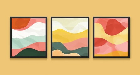Obraz premium Geometric curved shapes with colorful abstract posters