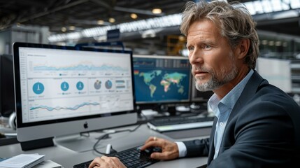 Fototapeta premium Professional Business Analyst Working on Data | Monitoring Stock Market Trends