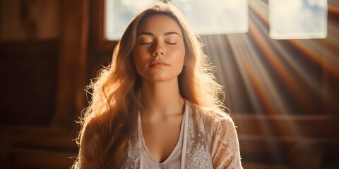 Meditating Person in Tranquil Setting for Telepathic Communication. Concept Meditation, Tranquility, Telepathy, Communication, Nature