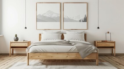 Post frame mockup depicting a luxurious bedroom