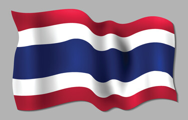 Waving flag of Thailand. State symbol of the Kingdom of Thailand