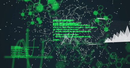 Image of people icons, statistics and data processing