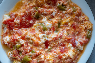 traditional turkish breakfast in menemen close-up