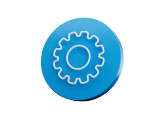 Blue update gear setting icon 3d illustration isolated
