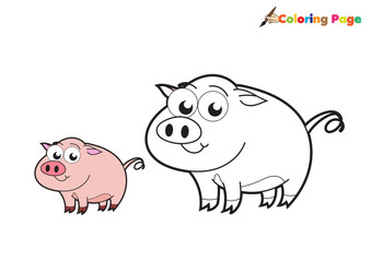 cute pig coloring page illustrations