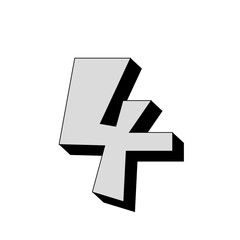 Obraz premium chiffre quatre en écriture cartoon noir et blanc