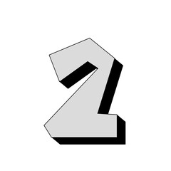 chiffre deux en écriture cartoon noir et blanc