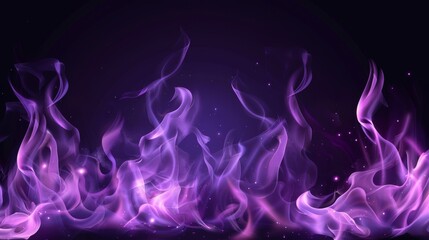 An image of realistic thunder light and purple smoke cloud at the bottom. A mysterious lightning glow bordering a wide panorama element. Violet and magenta magic spell mists glowing with a bolt