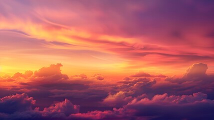 Fototapeta premium Dramatic Sunset Sky with Vibrant Colors and Majestic Clouds