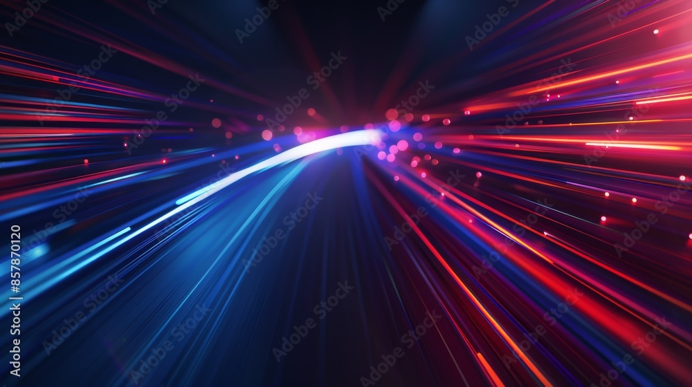 Poster motion light effect abstract background. blue and red dynamic neon race color trail. digital technol