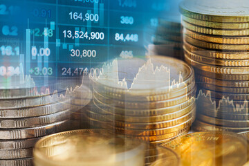 Stock market finance business, economy trend graph digital technology.