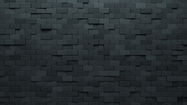 3D, Rectangular Wall background with tiles. Semigloss, tile Wallpaper with Polished, Concrete blocks. 3D Render