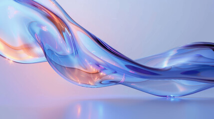 Naklejka premium Curved Glass Figure 8 with Rainbow Hues, Blue White Gradient Background, High Detail Macro Photography
