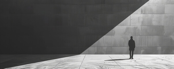 A minimalist composition using negative space to create a sense of depth and mystery, inviting the viewer to interpret the hidden meanings.