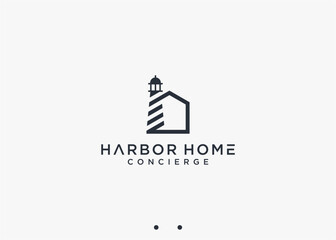 harbor house logo design vector silhouette illustration