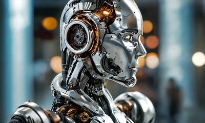 portrait of a humanoid mechanical robot