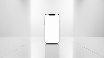 A phone with a blank white screen on white background