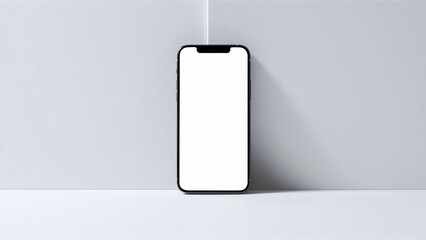 A phone with a blank white screen on white background